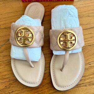 NEW IN BOX Tory Burch Benton Ban Flat Sandal with Quilted Nappa Leather